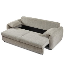 Canapé droit ANGEA convertible tissu taupe 3 places