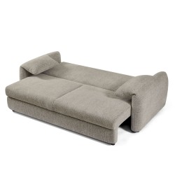 Canapé droit ANGEA convertible tissu taupe 3 places