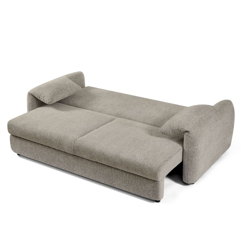 Canapé droit ANGEA convertible tissu taupe 3 places