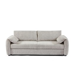 Canapé droit ANGEA convertible tissu beige 3 places