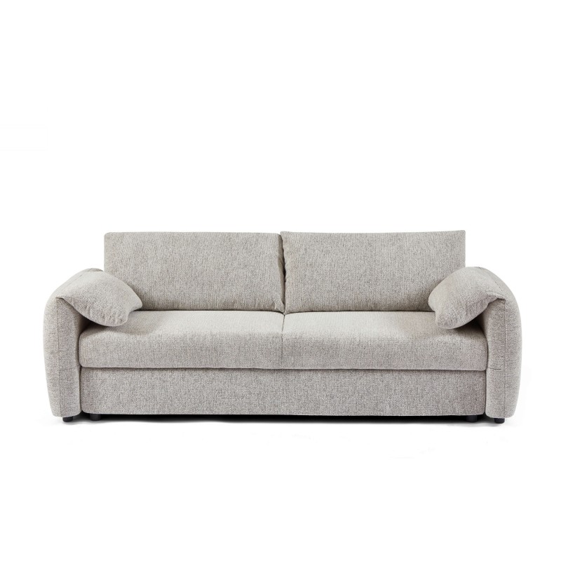 Canapé droit ANGEA convertible tissu beige 3 places