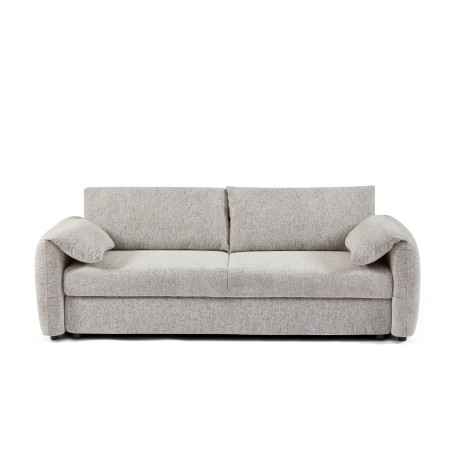 Canapé droit ANGEA convertible tissu beige 3 places