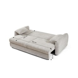 Canapé droit ANGEA convertible tissu beige 3 places