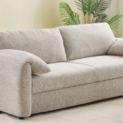 Canapé droit ANGEA convertible tissu beige 3 places