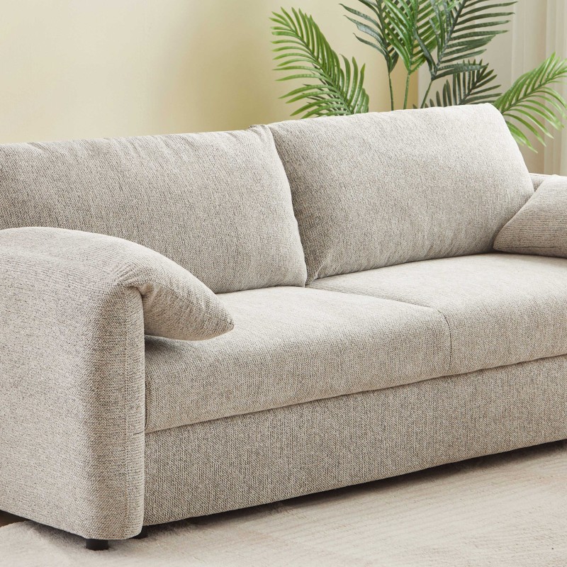 Canapé droit ANGEA convertible tissu beige 3 places