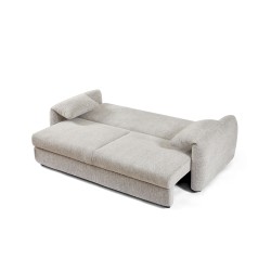 Canapé droit ANGEA convertible tissu beige 3 places