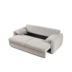 Canapé droit ANGEA convertible tissu beige 3 places