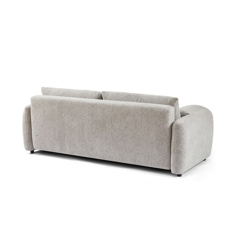 Canapé droit ANGEA convertible tissu beige 3 places