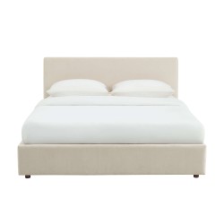 Lit coffre VANIA en tissu beige 160 x 200 cm sommier inclus