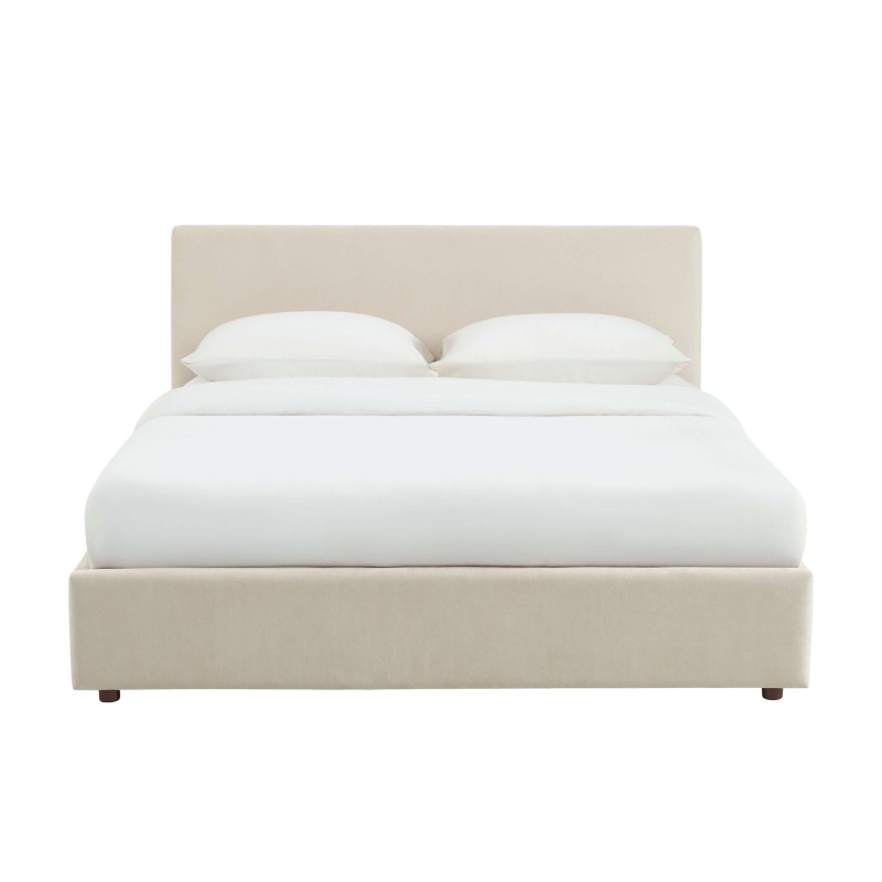 Lit coffre VANIA en tissu beige 160 x 200 cm sommier inclus