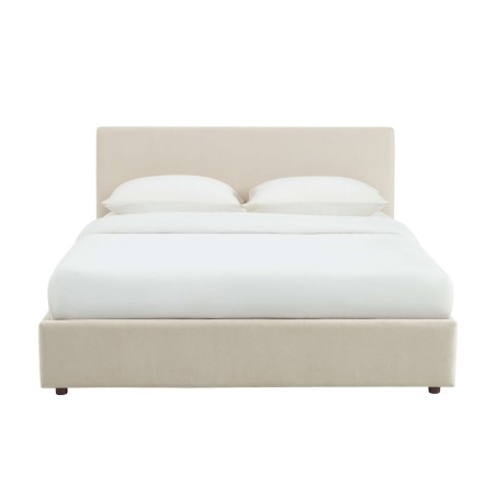 Lit coffre VANIA en tissu beige 160 x 200 cm sommier inclus