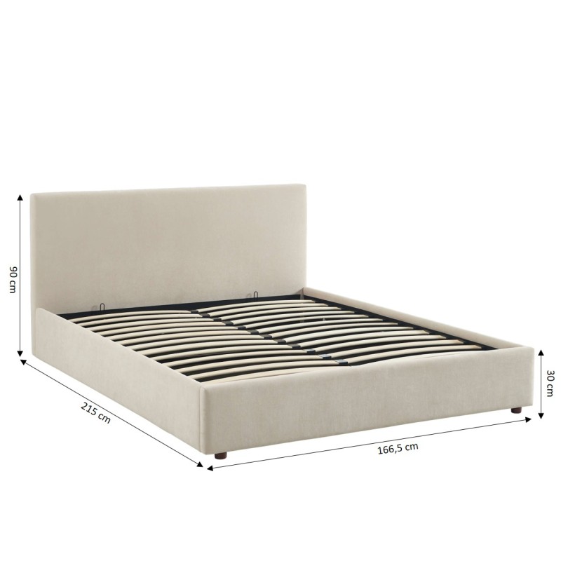 Lit coffre VANIA en tissu beige 160 x 200 cm sommier inclus