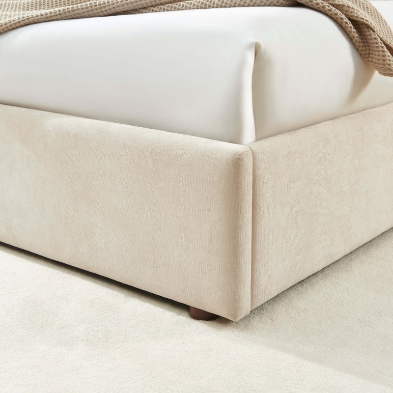 Lit coffre VANIA en tissu beige 160 x 200 cm sommier inclus