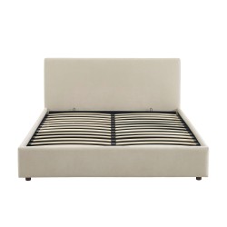 Lit coffre VANIA en tissu beige 160 x 200 cm sommier inclus