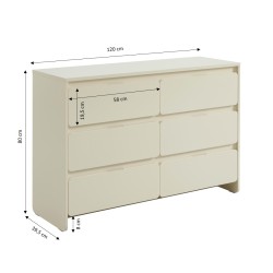 Commode 6 tiroirs AKKA beige 135cm
