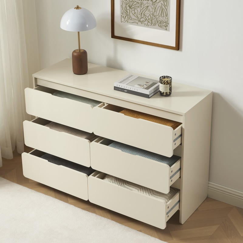 Commode 6 tiroirs AKKA beige 135cm