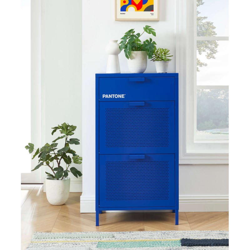 Schuhschrank PANTONE aus elektrisch blauem Metall, 55 cm