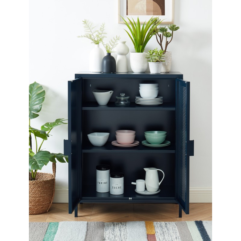 Buffet PANTONE métal bleu nuit 2 portes 75cm