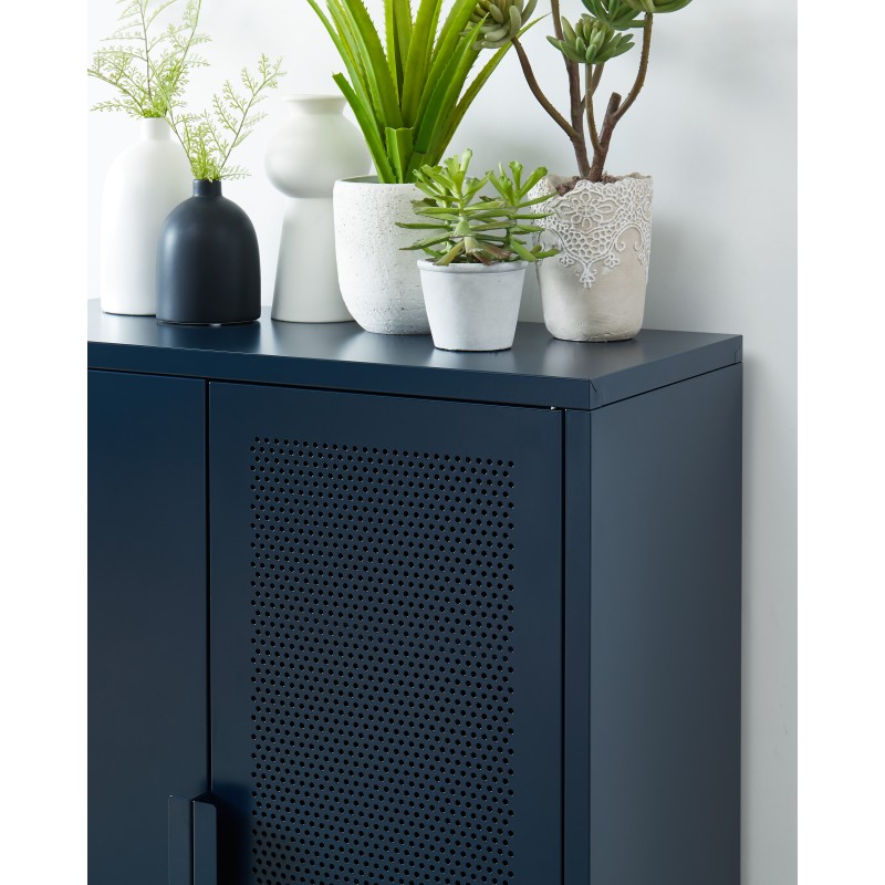 Buffet PANTONE métal bleu nuit 2 portes 75cm