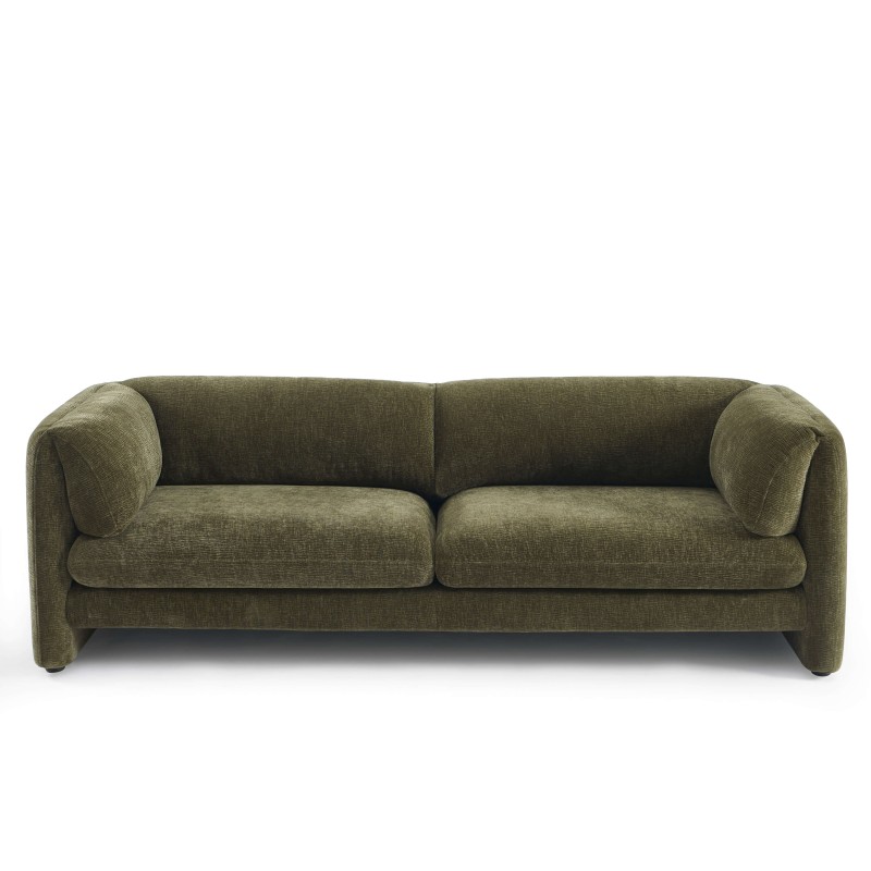 Canapé droit fixe NIKKI 3 places velours texturé vert