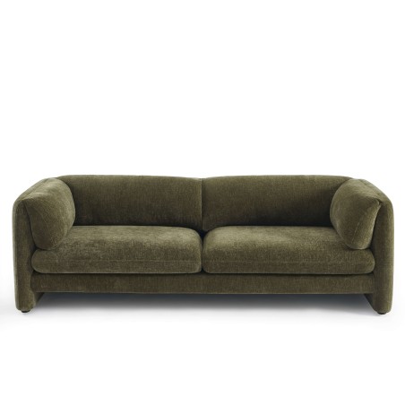 Canapé droit fixe NIKKI 3 places velours texturé vert