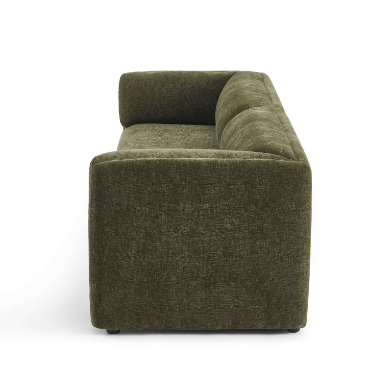 Canapé droit fixe NIKKI 3 places velours texturé vert