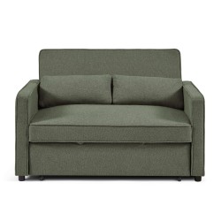 Canapé droit NEVA convertible tissu vert 2 places
