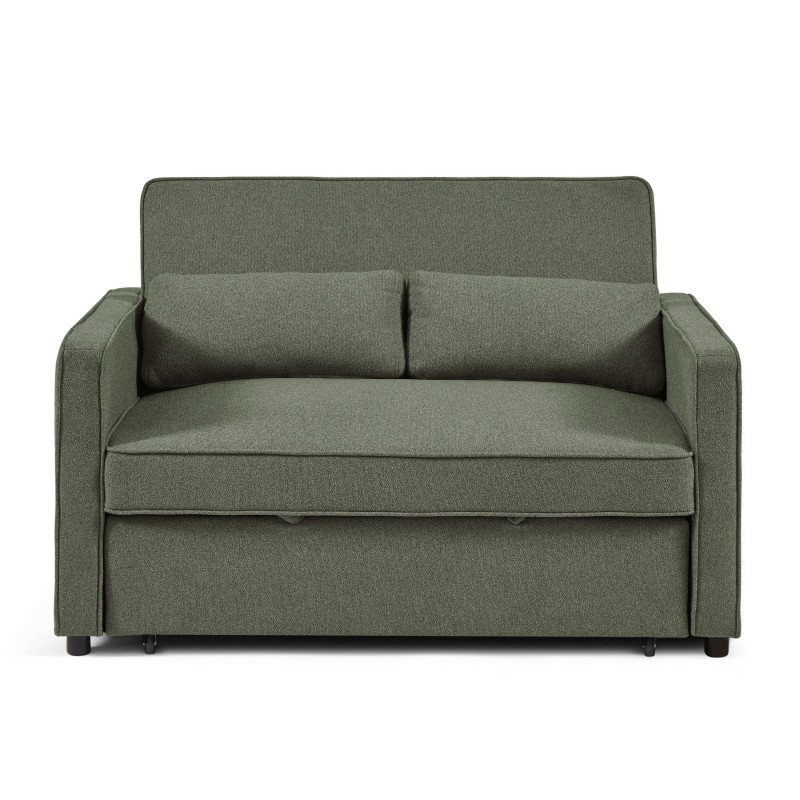 Canapé droit NEVA convertible tissu vert 2 places