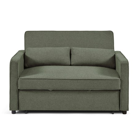 Canapé droit NEVA convertible tissu vert 2 places
