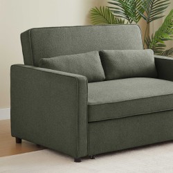 Canapé droit NEVA convertible tissu vert 2 places