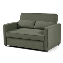 Canapé droit NEVA convertible tissu vert 2 places