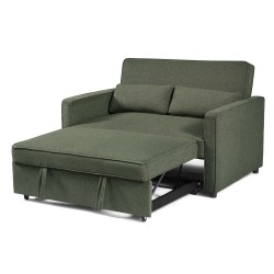Canapé droit NEVA convertible tissu vert 2 places