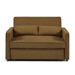 Canapé droit NEVA convertible tissu marron 2 places