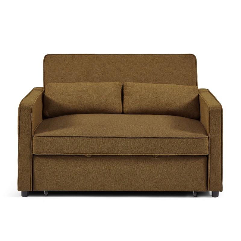 Canapé droit NEVA convertible tissu marron 2 places