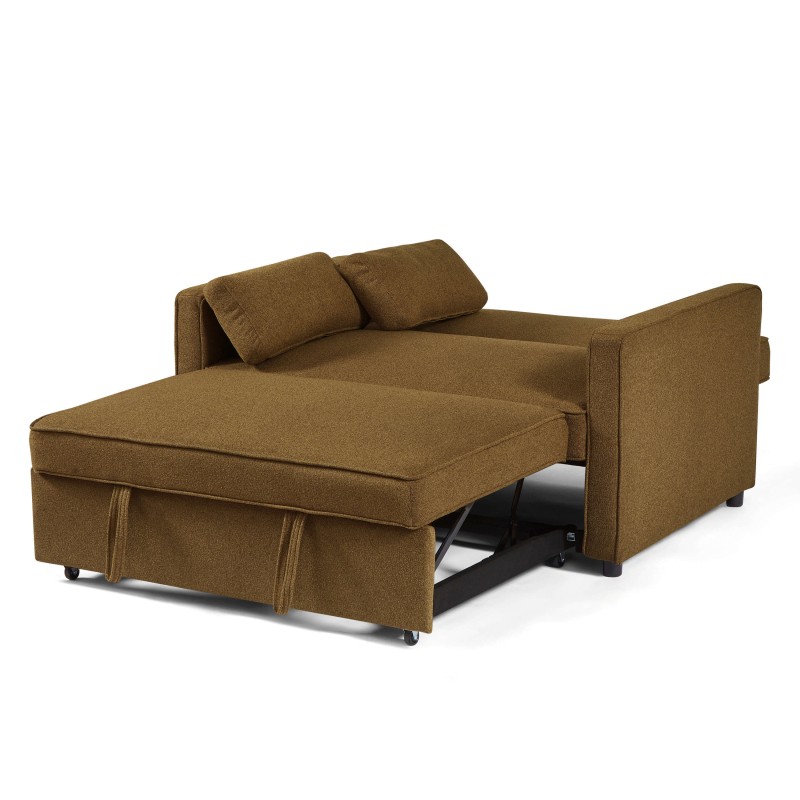 Canapé droit NEVA convertible tissu marron 2 places
