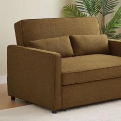 Canapé droit NEVA convertible tissu marron 2 places