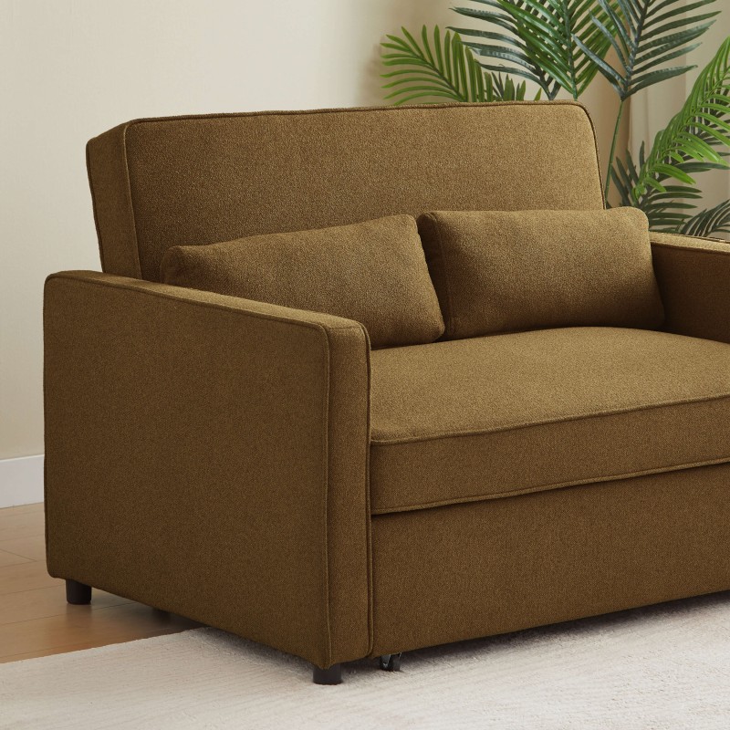 Canapé droit NEVA convertible tissu marron 2 places