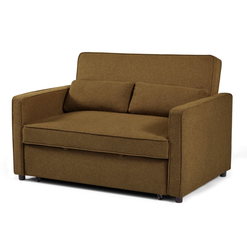 Canapé droit NEVA convertible tissu marron 2 places