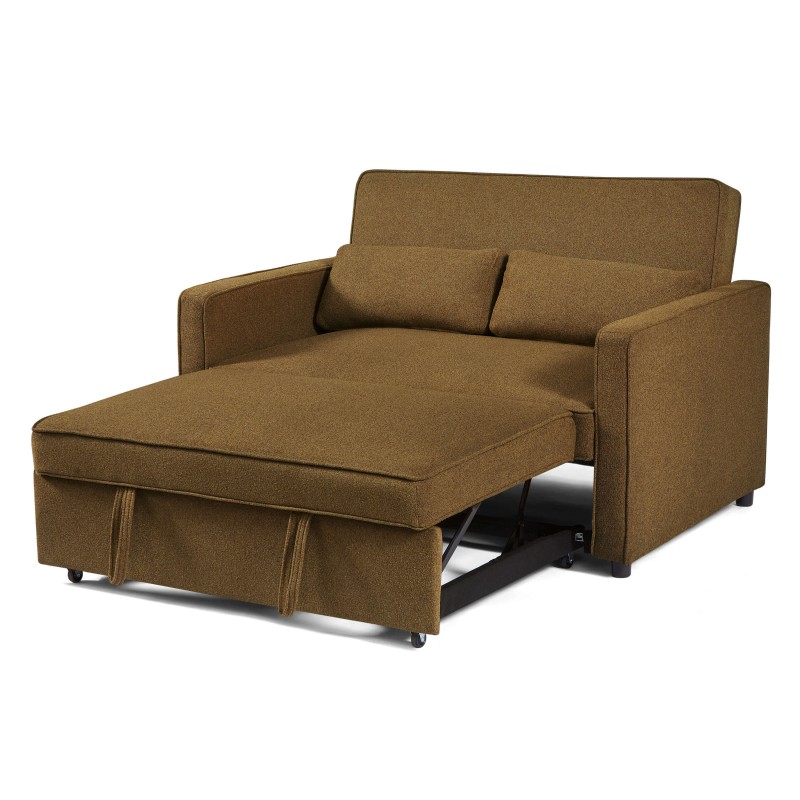 Canapé droit NEVA convertible tissu marron 2 places