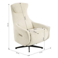 Fauteuil relax électrique COCHYRE tissu beige 1 place