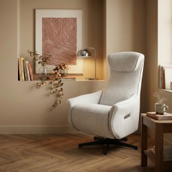 Fauteuil relax électrique COCHYRE tissu blanc 1 place