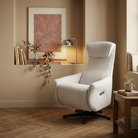 Fauteuil relax électrique COCHYRE tissu blanc 1 place