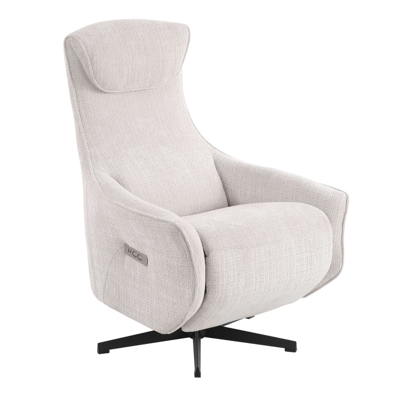Fauteuil relax électrique COCHYRE tissu blanc 1 place