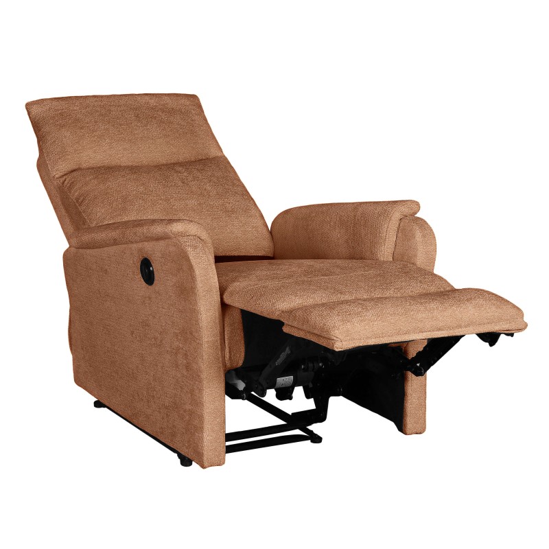 Fauteuil relax électrique ARGOLI tissu orange 1 place