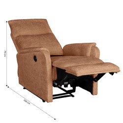 Fauteuil relax électrique ARGOLI tissu orange 1 place