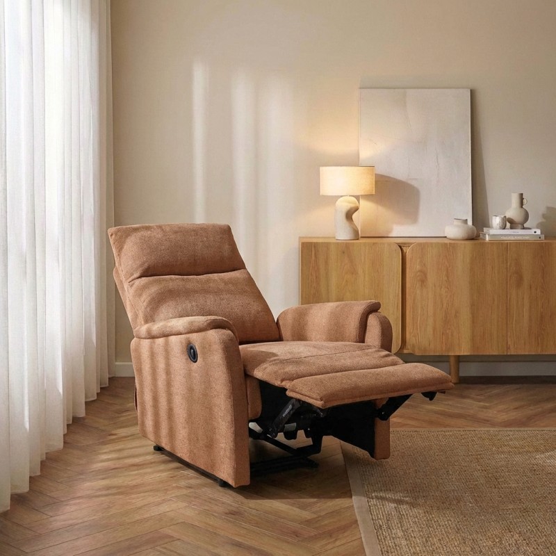 Fauteuil relax électrique ARGOLI tissu orange 1 place