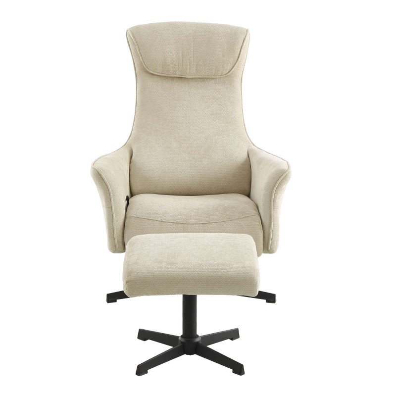 Fauteuil relax manuel RIGEL avec ottoman tissu beige 1 place