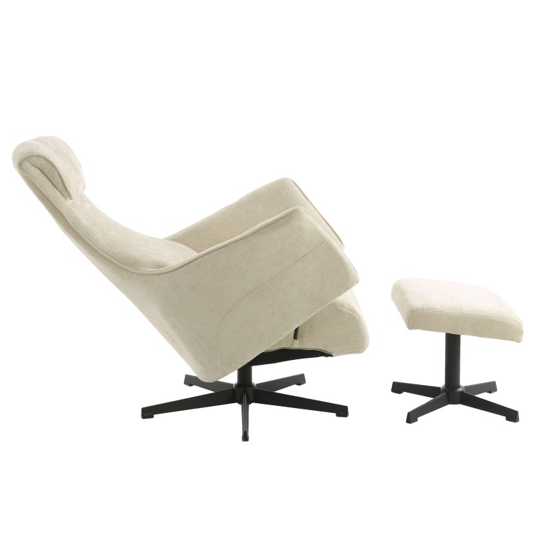 Fauteuil relax manuel RIGEL avec ottoman tissu beige 1 place