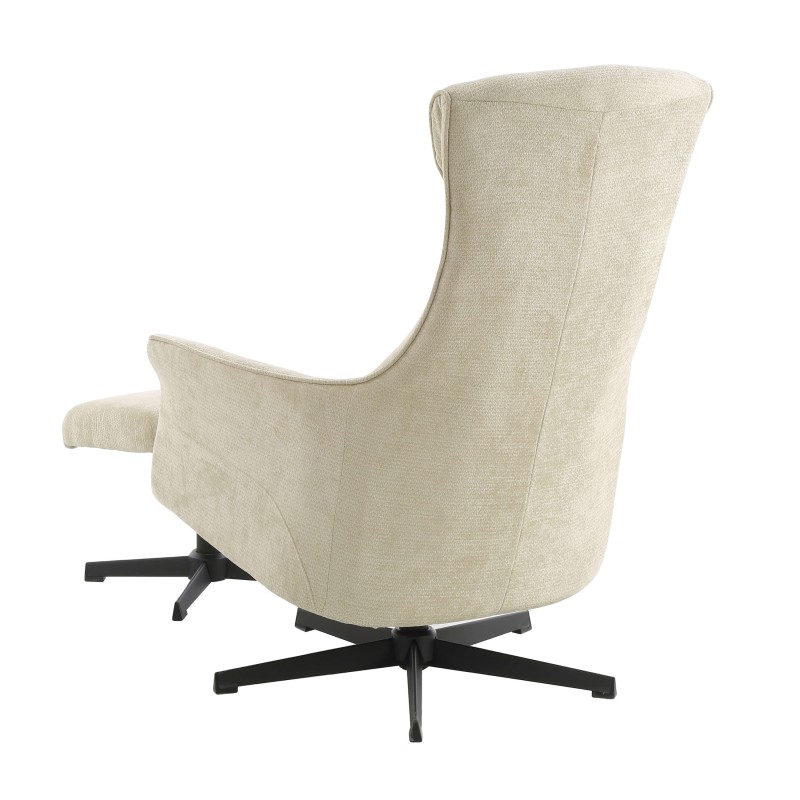 Fauteuil relax manuel RIGEL avec ottoman tissu beige 1 place