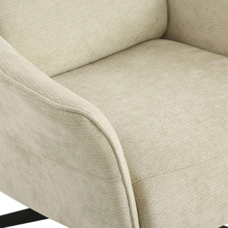 Fauteuil relax manuel RIGEL avec ottoman tissu beige 1 place
